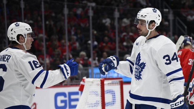 Toronto Maple Leafs center Auston Matthews (34) looks on as