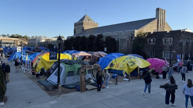 Krzyzewskiville began in 1986. Each year, Duke students put up tents and sleep in them outside of Cameron Indoor Stadium.