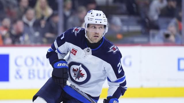 FILE - Winnipeg Jets' Nikolaj Ehlers plays during an NHL hockey game, Thursday, in Philadelphia. (AP Photo/Matt Slocum, File)