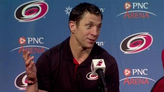 Carolina Hurricanes coach Rod Brind'Amour talks about his contract extension on May 20, 2024.