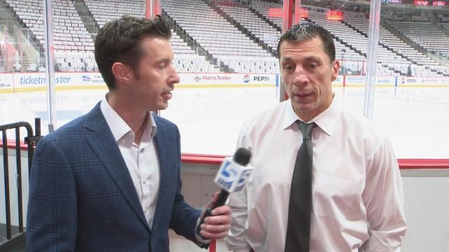 Carolina Hurricanes head coach Rod Brind'Amour discussed preparations before the team plays the Washington Capitals in Game 4 of their second-round playoff series in a 1-on-1 interview with WRAL Sports anchor Patrick Welter.